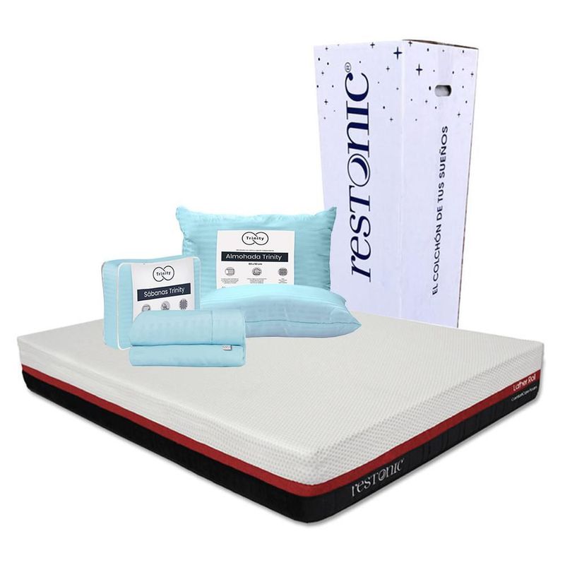 Colchón King Size Roll+ Almohada Trinity+ Sabanas Trinity TRY