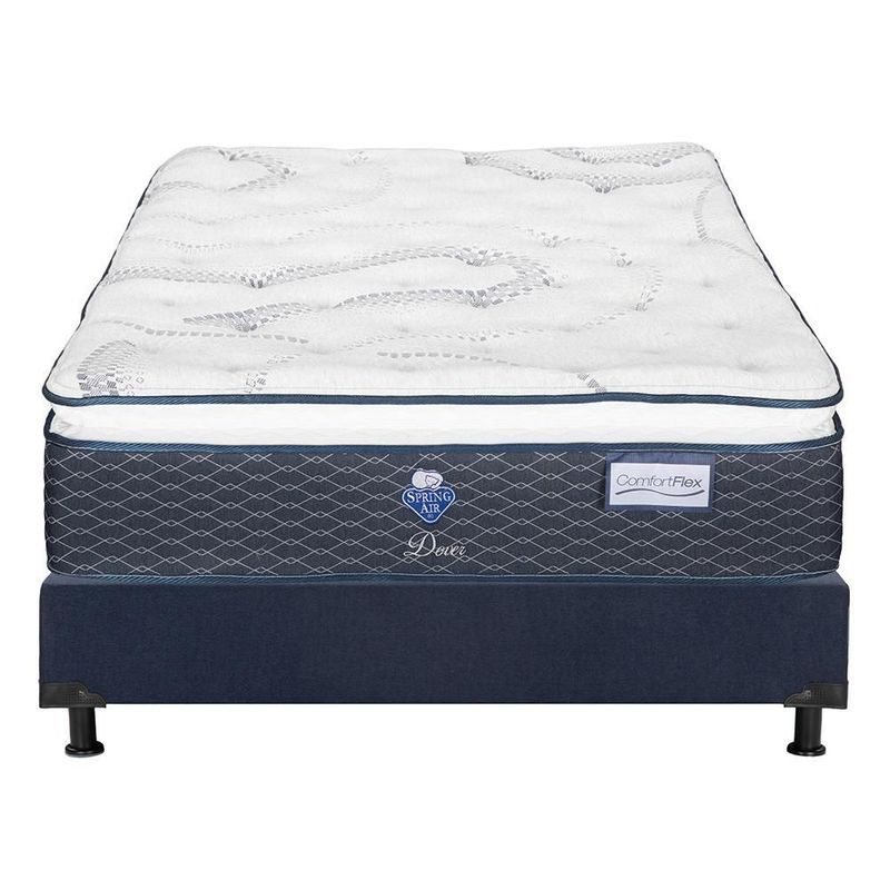 Colchón Matrimonial Dover Azul+ Box+ Almohada+ Protector+ Sabanas TRY
