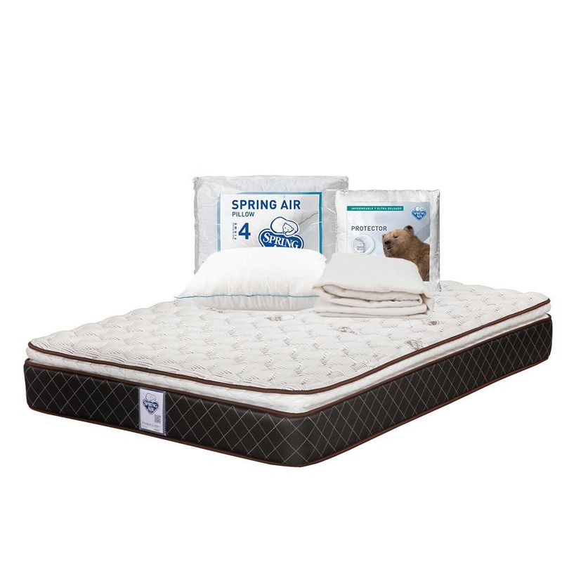 Colchón King Size Minesota Café+ Almohada Oso+ Protector Ultra TRY