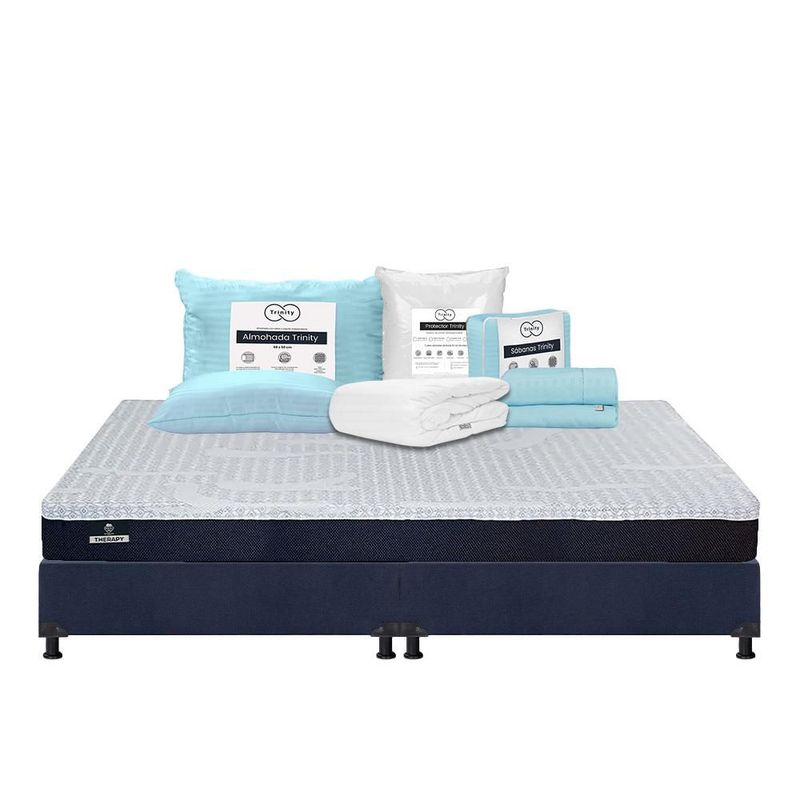 Colchón King Size Therapy+ Box+ Almohada+ Protector+ Sabanas TRY