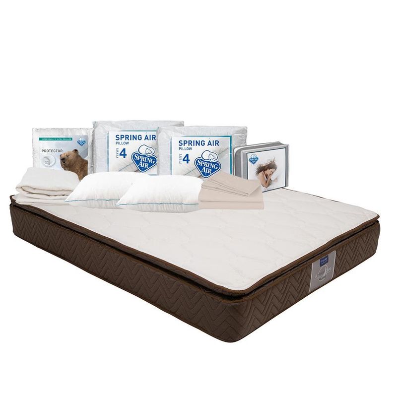 Colchón Matrimonial Nautilus Café+ Almohada+ Protector+ Sabanas TRY