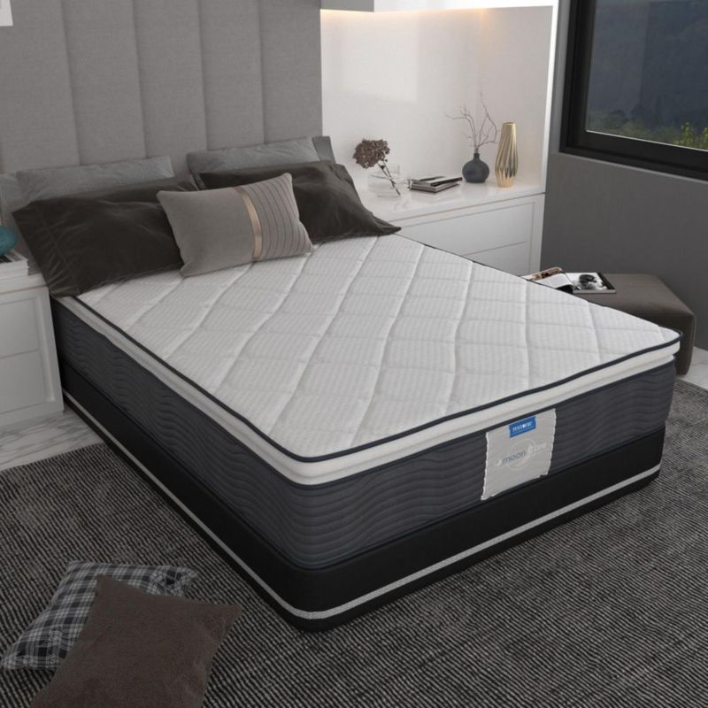 Colchón Individual Restonic Confort Premium + Base Tapizada Azul