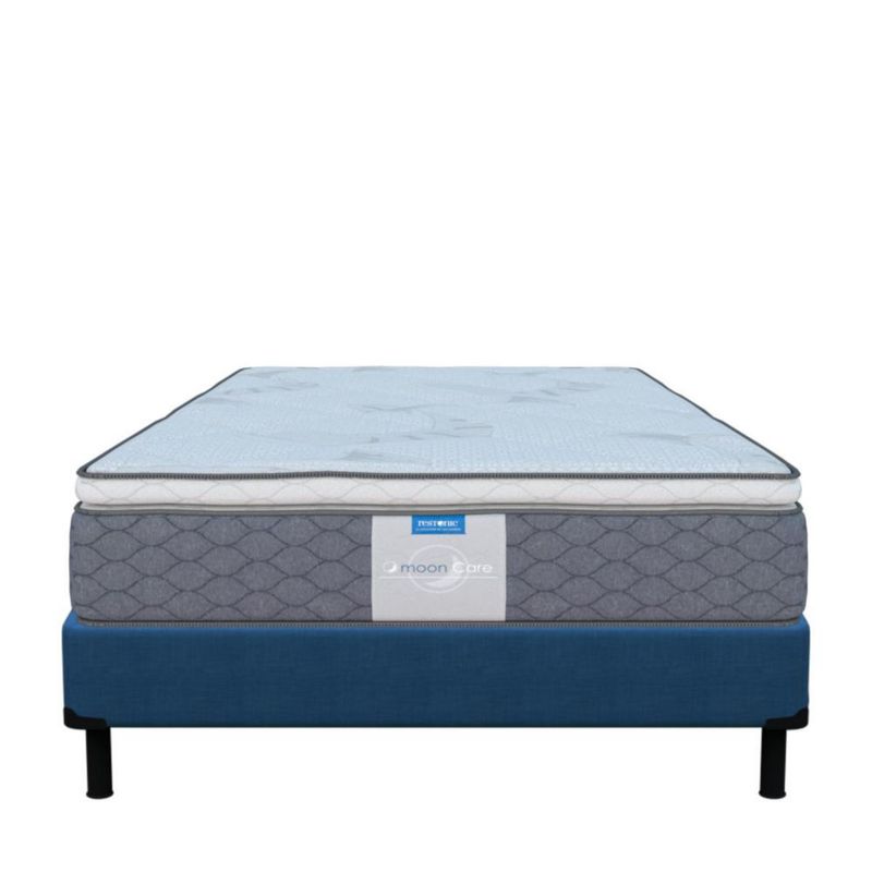 Colchón Individual Restonic Confort Premium + Base Tapizada Azul