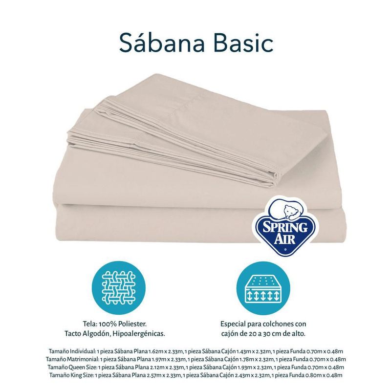 Colchón Queen Size Spring Air Prestige + Almohada + Sábanas TRY