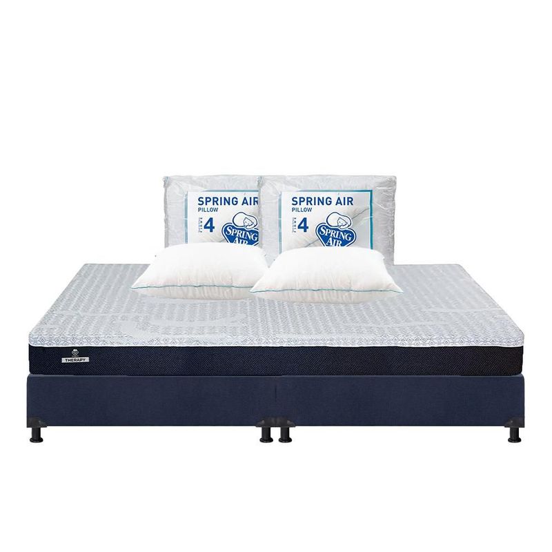 Colchón King Size Therapy Azul+ Box+ Almohada Oso 2 TRY
