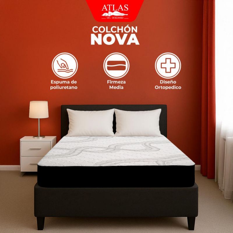 Colchón En Caja Matrimonial Nova Premium Atlas – 18 cm, Confort Medio, Blanco