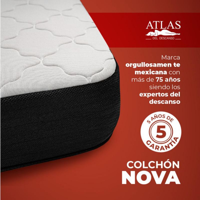 Colchón En Caja Matrimonial Nova Premium Atlas – 18 cm, Confort Medio, Blanco