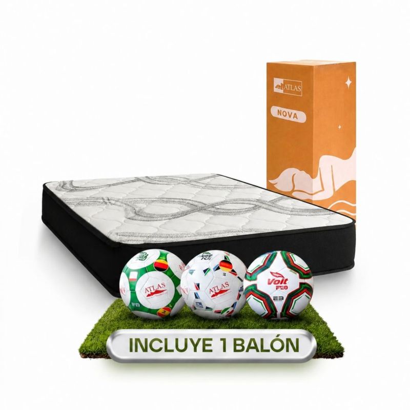 Colchón En Caja Matrimonial Nova Premium Atlas – 18 cm, Confort Medio, Blanco