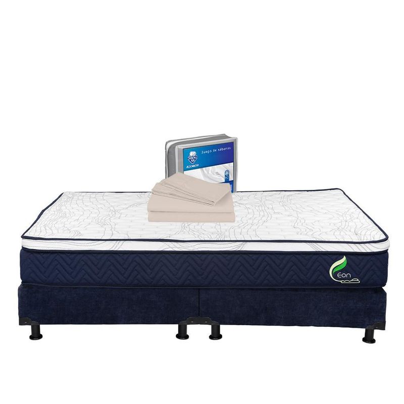 Colchón King Size Restonic Trinity Eon Azul+ Box+ Sabanas Basic TRY