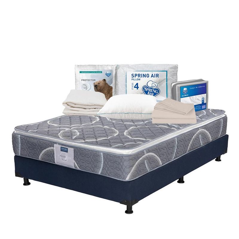 Colchón Matrimonial Restonic Bongo + Box + Almohada + Protector + Sábanas TRY