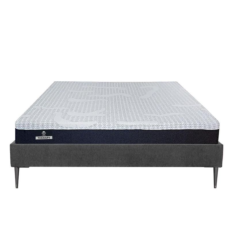 Colchón Matrimonial Therapy  Gris Carbón+ Base Slim+ Almohada+ Protector+ Sabanas+ Edredón CDZ