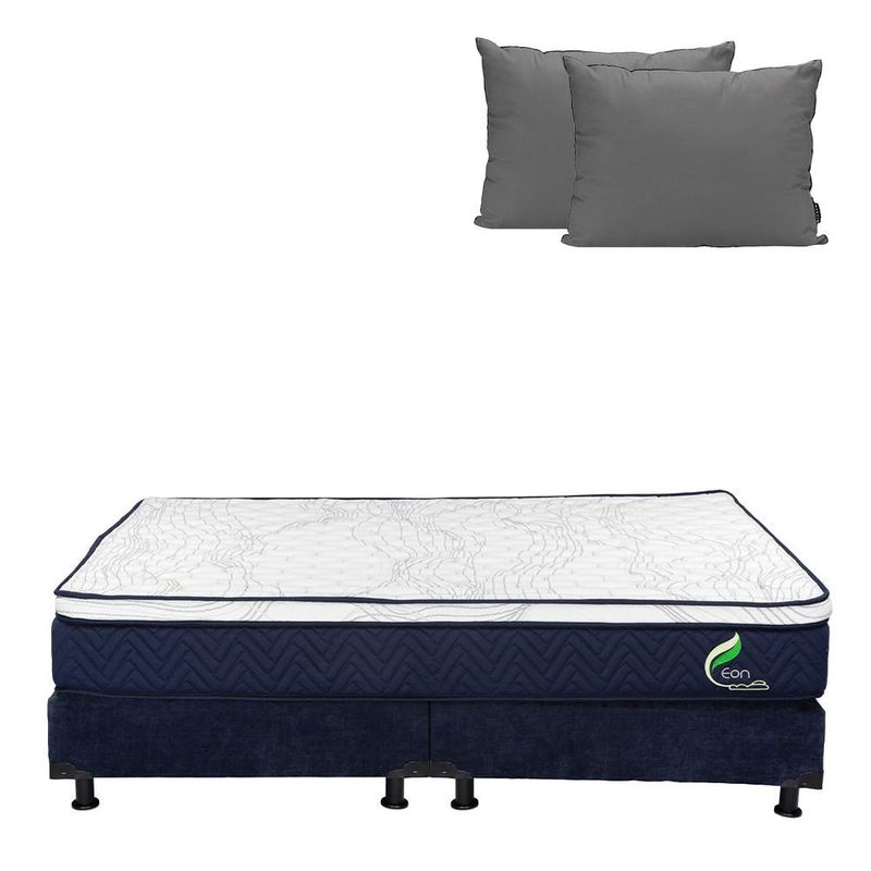 Colchón King Size Eon Azul+ Box+ Almohada 2Pack CDZ