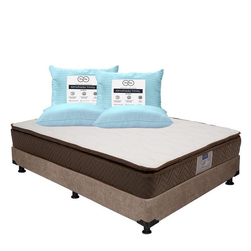 Colchón Matrimonial Restonic Nautilus + Box + 2 Almohadas Trinity TRY