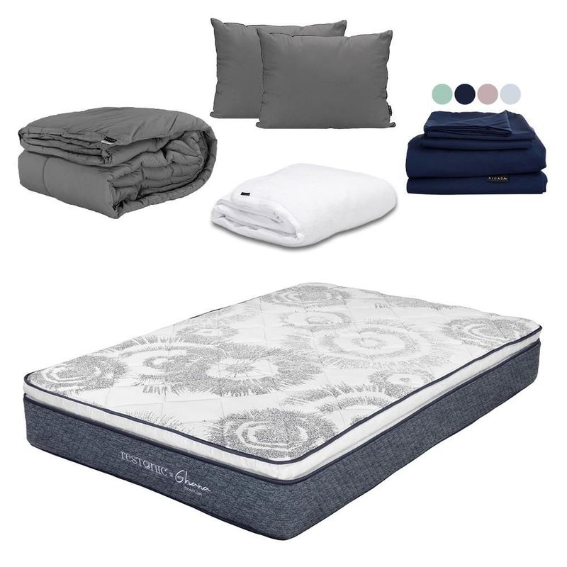 Colchón King Size Ghana+ Almohada+ Protector+ Sabanas+ Edredón CDZ