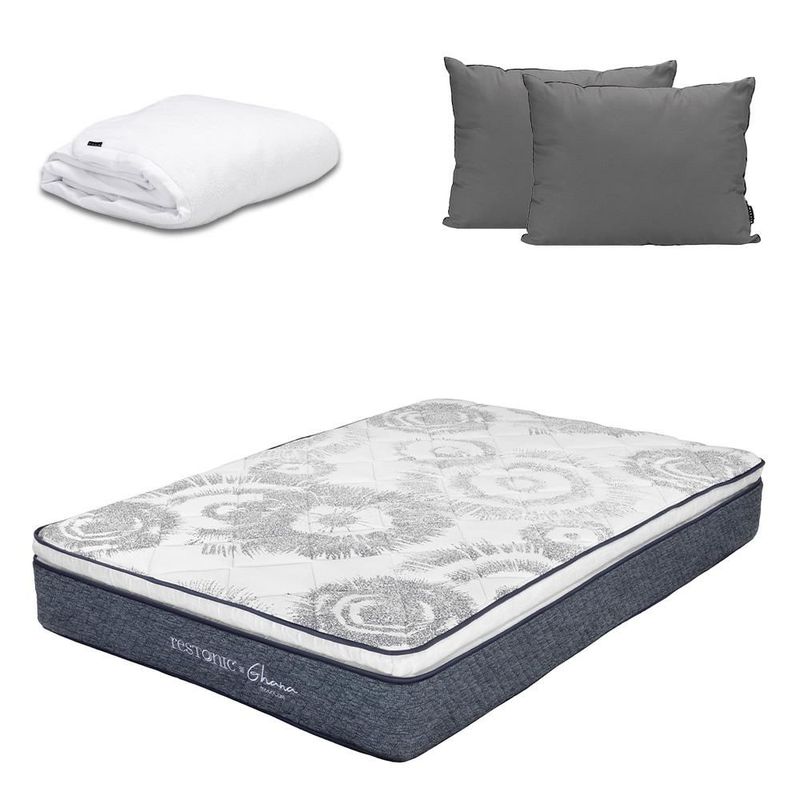 Colchón King Size Ghana Blanco+ Almohada 2Pack+Protector Cloud CDZ
