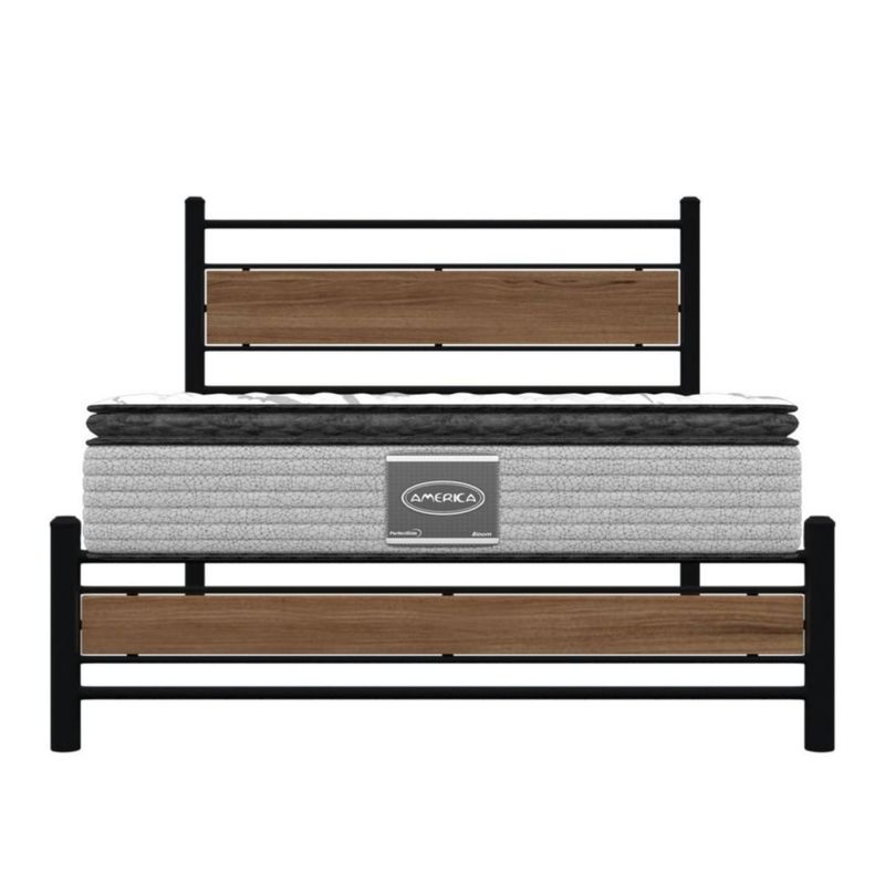 Cama Matrimonial America Perfect Confort + Base De Acero Armable