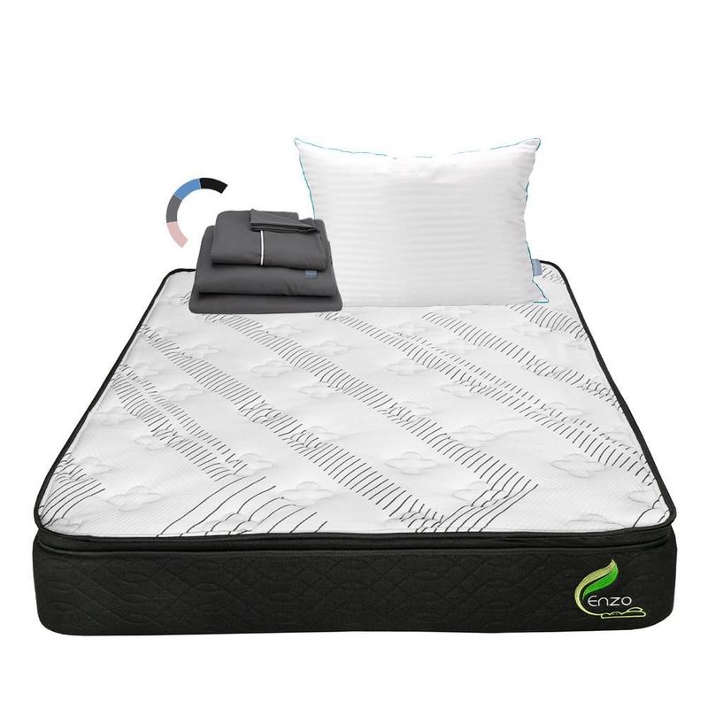 Colchón King Size Restonic Enzo Negro+ Almohada Royal+ Sabanas Royal RGH