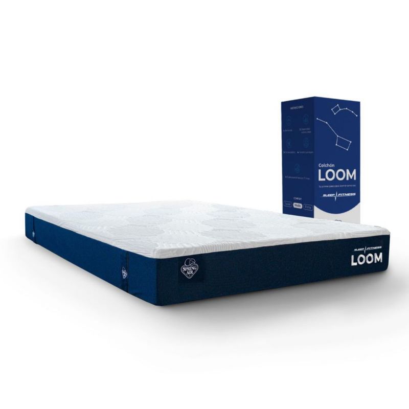 Colchón En Caja Spring Air Matrimonial Loom Firmeza Media Memory Foam Sleep Fitness