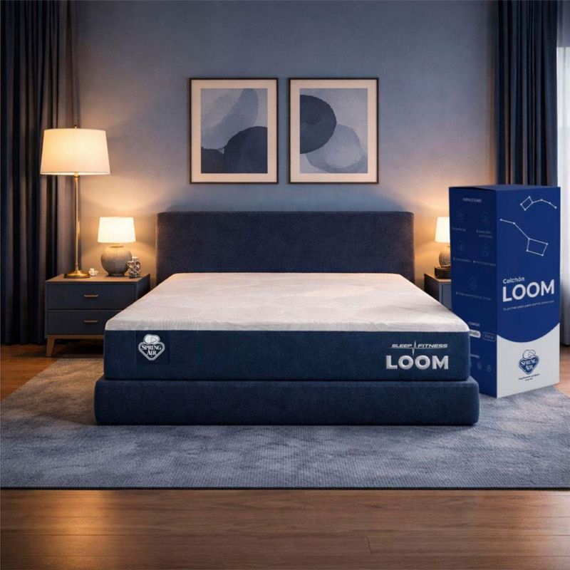 Colchón En Caja Spring Air Matrimonial Loom Firmeza Media Memory Foam Sleep Fitness