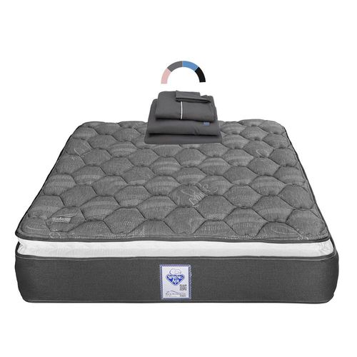 Colchón King Size Spring Air Aries + Juego de Sábanas Royal Gris Oxford RGH