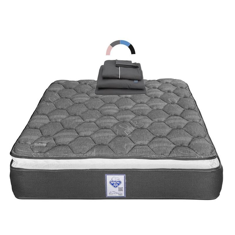 Colchón King Size Spring Air Aries + Juego de Sábanas Royal Gris Oxford RGH