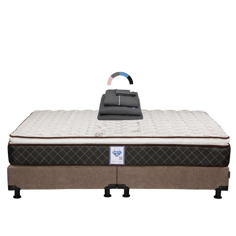 Colchón King Size Spring Air Minesota Café+ Box+ Sabanas Royal RGH