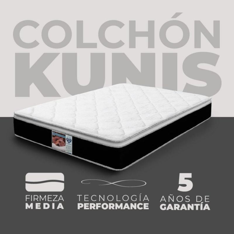 Colchón King Size Kunis + 2 Packs Almohadas Peach Feel