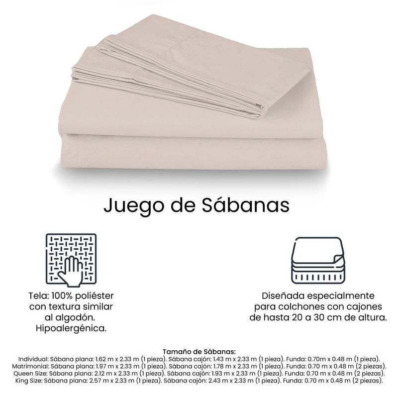 Colchón Matrimonial Restonic Enzo + Protector de colchón Ultra + Sábanas Basic Crema TRY