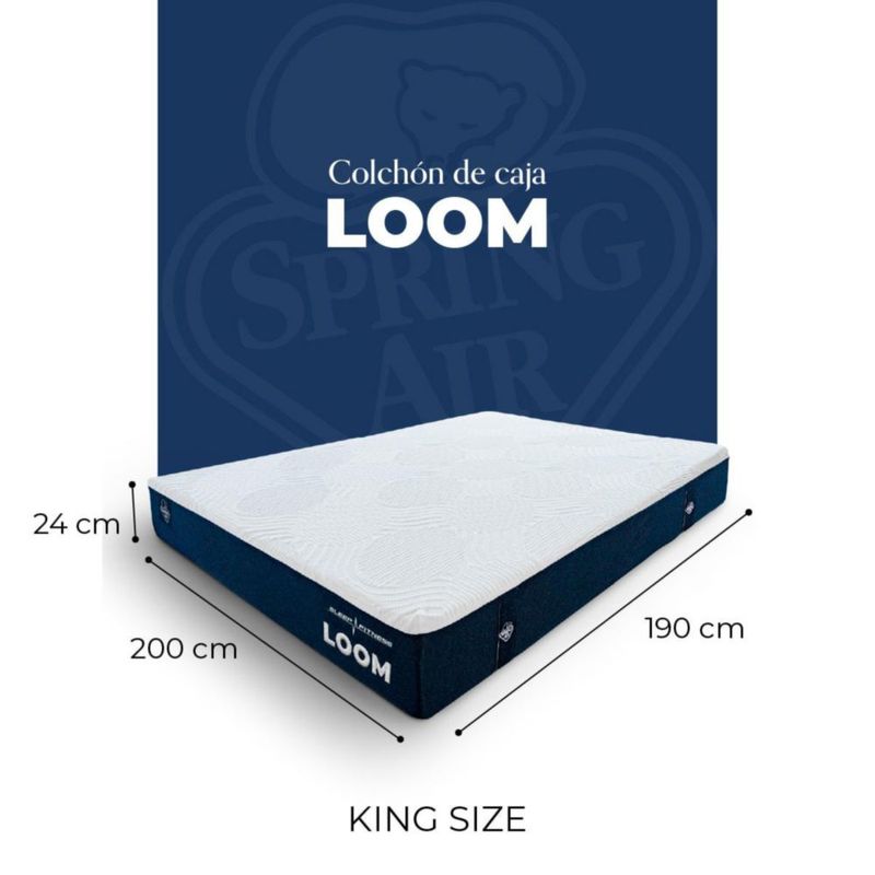 Colchón King Size Loom Spring Air Firmeza Media Memory Foam Sleep Fitness