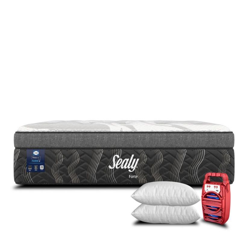 Colchon Kign Size Sealy Cushion Fort Foam + 2 Almohadas + Bocina