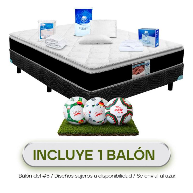Colchón Con Box Individual Spring Air Kunis + Almohadas Peach Feel + Protector + Sabanas Blancas