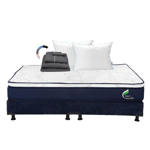 Colchón King Size Restonic Eon Azul+ Box+ Almohada Royal Twin+ Sabanas Royal RGH