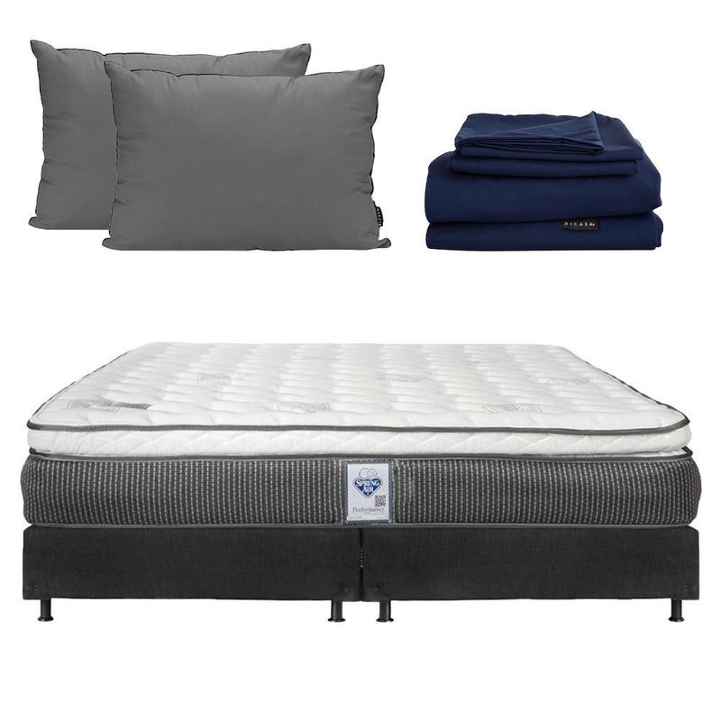Colchon King Size Spring Air Phantom Negro+ Box+ Almohada 2Pack+ Sabanas Softy RGH