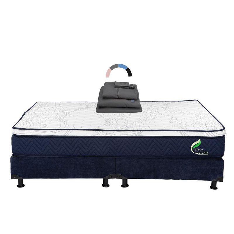 Colchón King Size Restonic Eon Azul+ Box+ Sabanas Royal RGH