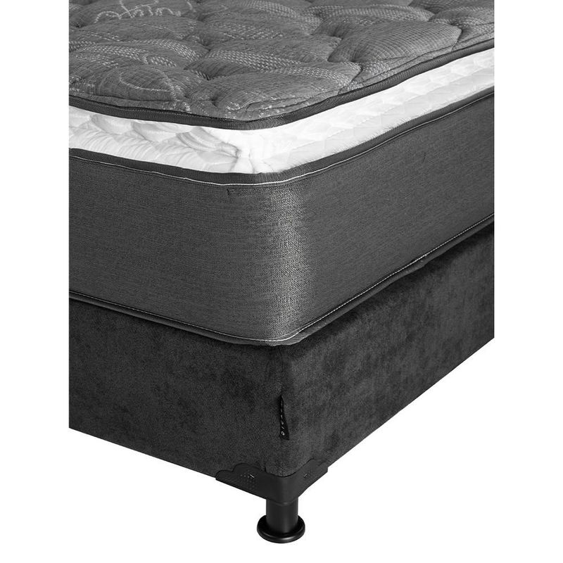 Colchón Queen Size Spring Air Aries + Box Gris Carbón + 2 Almohadas Osos + Juego de Sábanas Basic Grey RGH