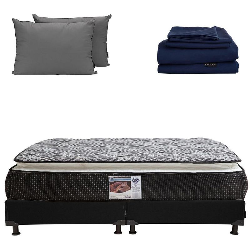 Colchon King Size Spring Air Omega Negro+ Box+ Almohada 2Pack+ Sabanas Softy RGH