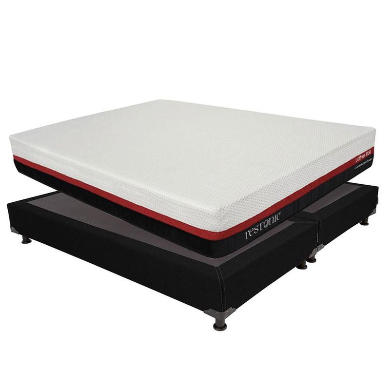 Colchon King Size Restonic Roll Negro+ Box+ Almohada One+ Protector Ultra+ Sabanas Softy+ Edredon Homy RGH