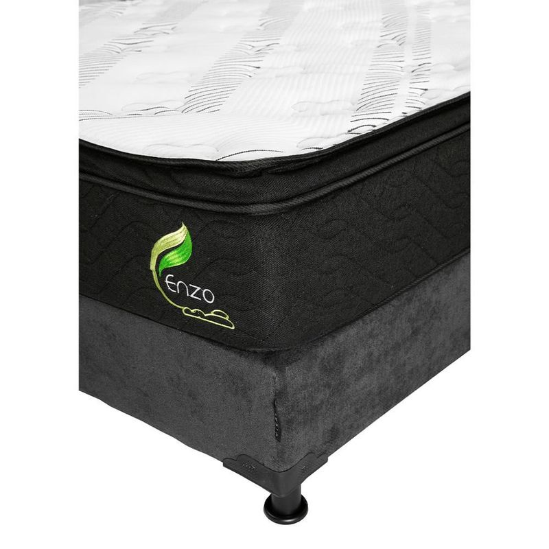 Colchón Matrimonial Restonic Enzo Gris Carbón+ Box+ Almohada Oso 2+ Sabanas Basic RGH