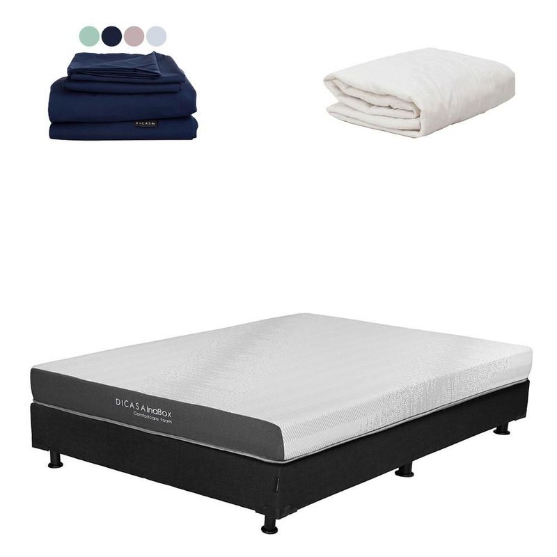 Colchon Queen Size Restonic DicasaInaBox Negro+ Box+ Protector Ultra+ Sabanas Softy RGH