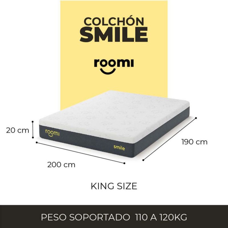 Colchón King Size ROOMI Smile con 2 Almohadas de Memory Foam