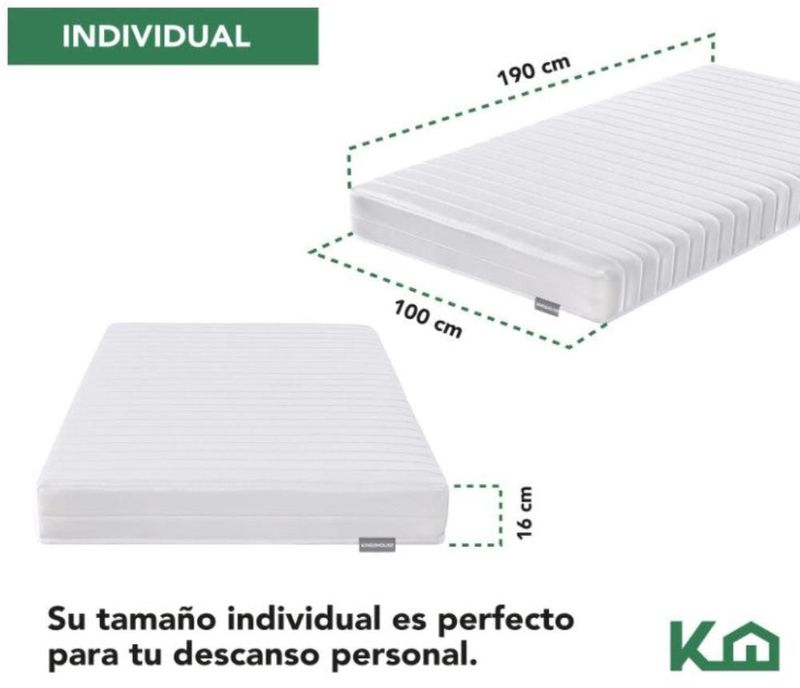 Colchón Individual Blanco De Alta Densidad, Antiacaros e Hipoalergénico