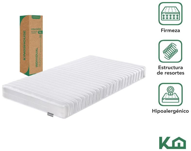 Colchón Individual Blanco De Alta Densidad, Antiacaros e Hipoalergénico
