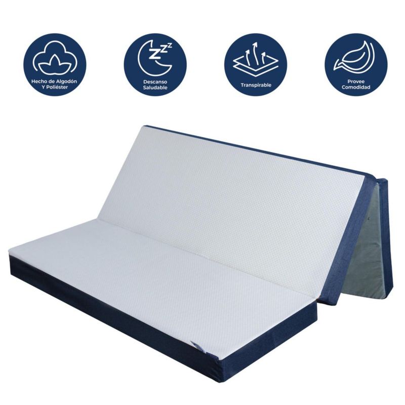 Colchon triple plegable DR JOOHN Matrimonial 190x135x10 cm