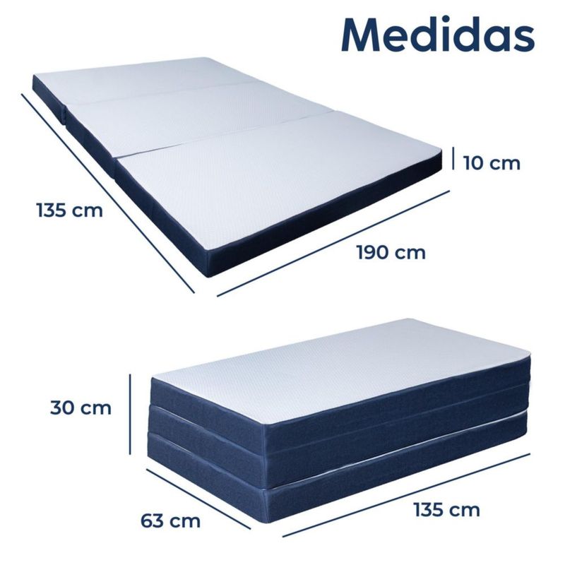 Colchon triple plegable DR JOOHN Matrimonial 190x135x10 cm