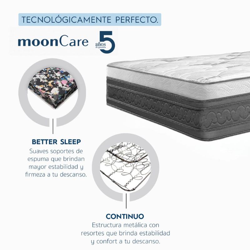 Colchón Individual Restonic Confort Anti Micro Despertares con 2 Almohadas Hipoalergénicas Tamaño Standar y Juego de Sabanas
