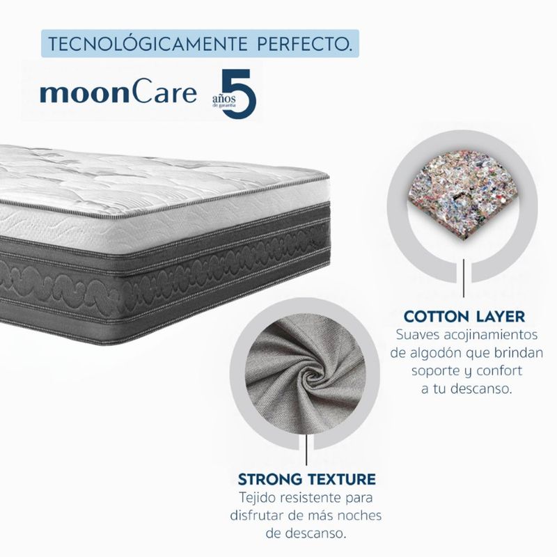 Colchón Individual Restonic Confort Anti Micro Despertares con 2 Almohadas Hipoalergénicas Tamaño Standar y Juego de Sabanas
