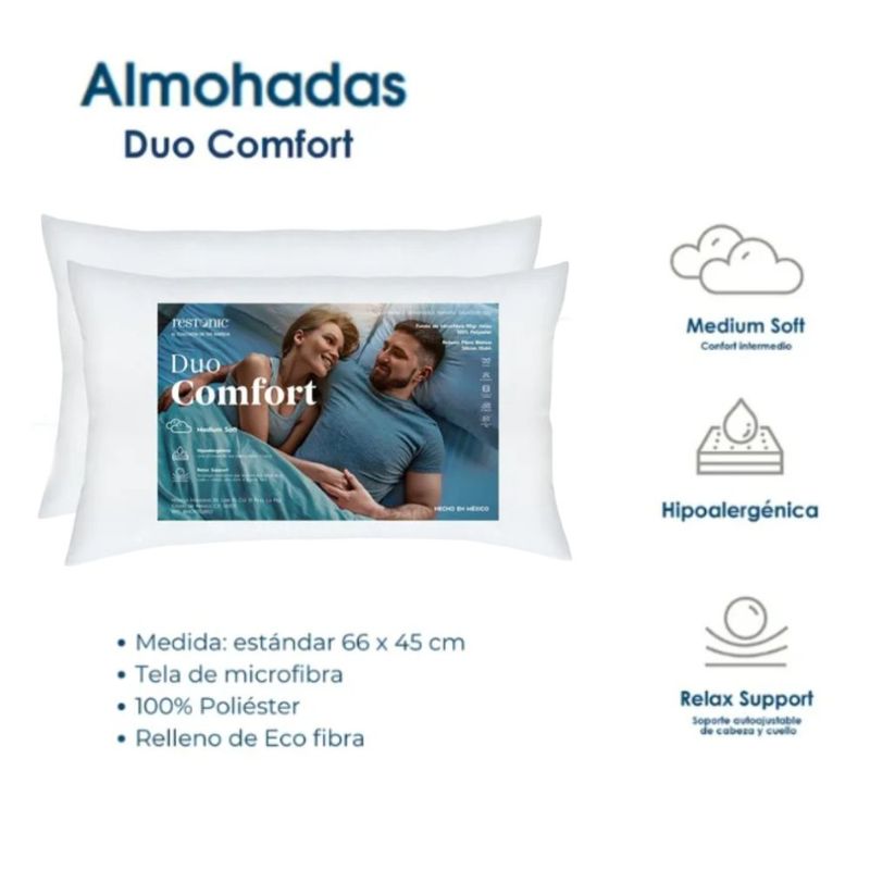 Colchón Individual Restonic Confort Anti Micro Despertares con 2 Almohadas Hipoalergénicas Tamaño Standar y Juego de Sabanas