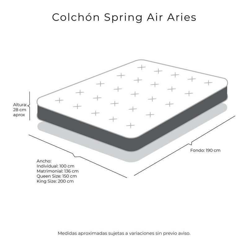Colchón King Size Spring Air Aries  + Almohada Royal Twin RGH