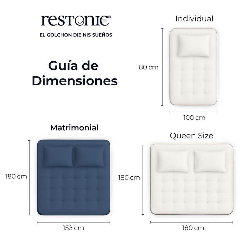 Colchón Individual Restonic Confort Ortopédico con 2 Almohadas Hipoalergénicas Standar