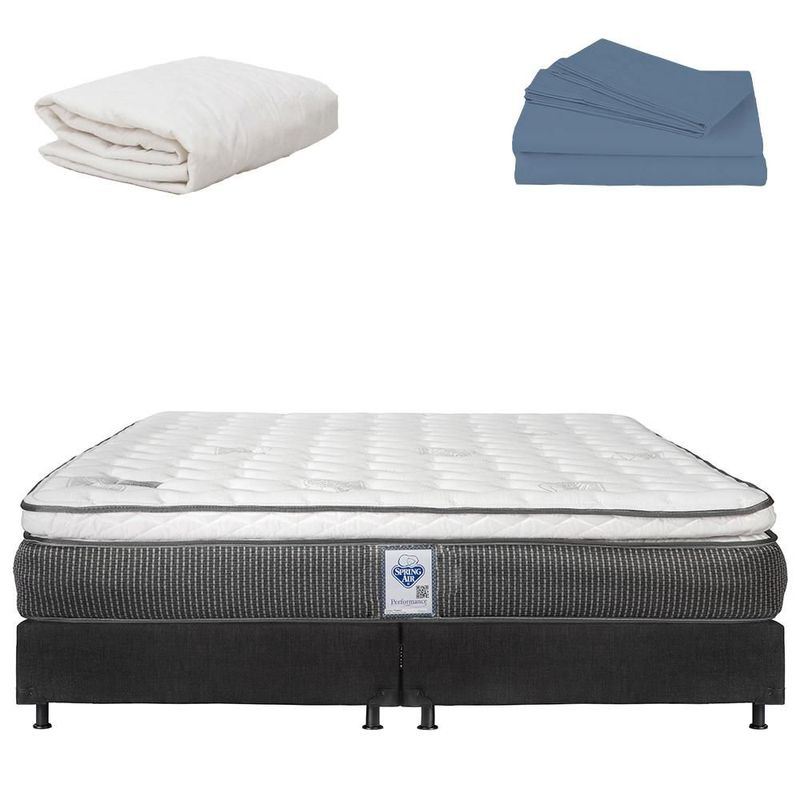 Colchon King Size Spring Air Phantom Negro+ Box+ Protector Ultra+ Sabanas Basic RGH